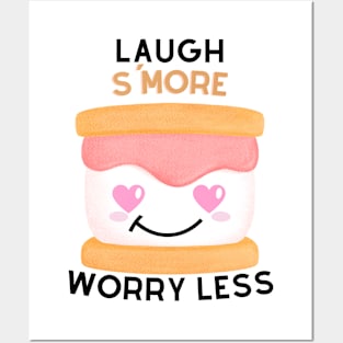 Laugh S'More Worry Less - Heart Eyes Marshmallow Face Posters and Art